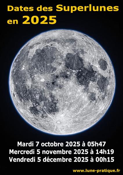 Téléchargez et imprimez notre infographie récapitulative des dates et heures des superlunes en 2025. Dates des Superlunes en 2025